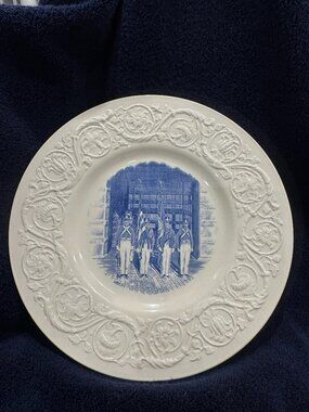 ✨ Vintage Wedgwood Blue Plate – VMI Color Guard Centennial 1839–1939